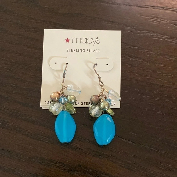 Blue, Green, Gold earrings - Picture 1 of 4